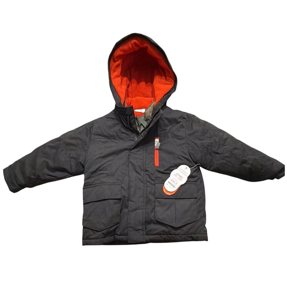 Wonder Nation Boys 4-in-1 Black Red Camo Jacket System Size 2T New